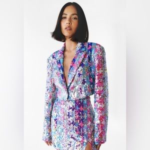 Premium Sequin Cropped Blazer